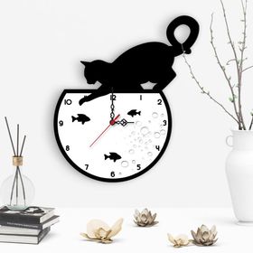 Leydi Collection Dekoratif Kedi Tasarımlı 2 Ahşap Duvar Saati