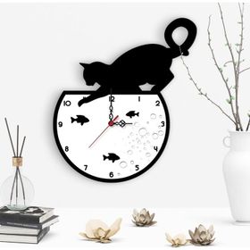 Leydi Collection Dekoratif Kedi Tasarımlı 2 Ahşap Duvar Saati