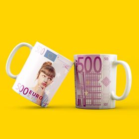 Leydi Collection Fotoğraflı 500 Euro Beyaz Kupa