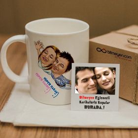Leydi Collection Karikatürlü Beyaz Kupa Bardak