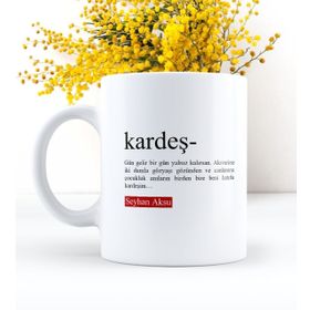 Leydi Collection Lügat Kardeş 2 Beyaz Kupa Bardak