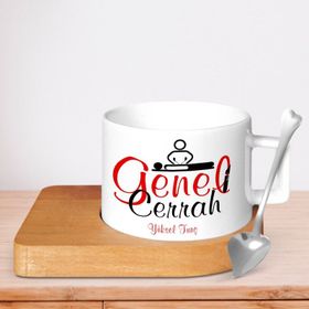 Leydi Collection Mesleki Genel Cerrah Ahşap Altlıklı 2 Seramik Fincan