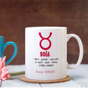 Leydi Collection Sevimli Boğa Burcu Beyaz Kupa