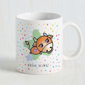 Leydi Collection Sevimli Boğa Burcu Beyaz Kupa
