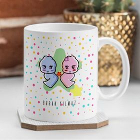 Leydi Collection Sevimli İkizler Burcu Beyaz Kupa