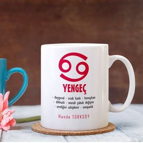 Leydi Collection Sevimli Yengeç Burcu Beyaz Kupa