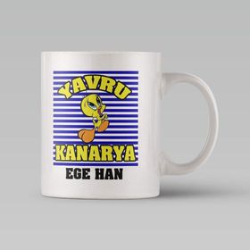 Leydi Collection Yavru Kanarya Tasarımlı 1 Beyaz Kupa Bardak
