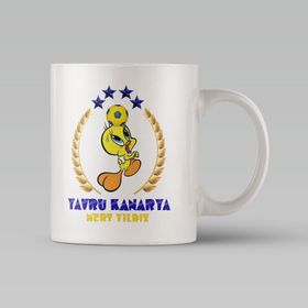 Leydi Collection Yavru Kanarya Tasarımlı 3 Beyaz Kupa