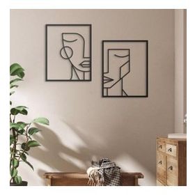 Leylaser 20x25 cm 2'li Kadın Yüzleri Dekoratif Ahşap Tablo