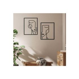 Leylaser 20x25 cm 2'li Kadın Yüzleri Dekoratif Ahşap Tablo