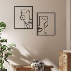 Leylaser 20x25 cm 2'li Kadın Yüzleri Dekoratif Ahşap Tablo