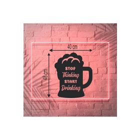 Leylaser 40x48 cm Stop Thinking Start Drinking Ahşap Duvar Dekoru