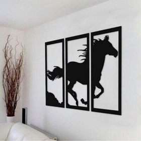Leylaser 80x50 cm 3 mm Koşan At Figürlü Büyük Boy MDF Ahşap Duvar Panosu