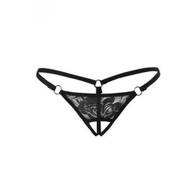 Leyna TM1167 Dantelli Özel Bölgesi Açık Siyah G-String