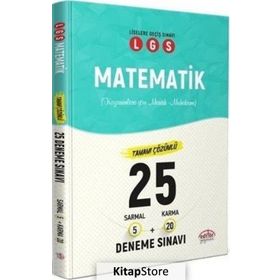 LGS Matematik 25 Deneme 5 Sarmal + 10 Karma Çözümlü Deneme Sınavı Kollektif Editör Yayınları