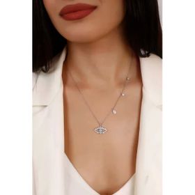 Lia Berto Aqua Taşlı Göz 925 Ayar Gümüş Kolye