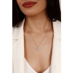 Lia Berto Aqua Taşlı Göz 925 Ayar Gümüş Kolye