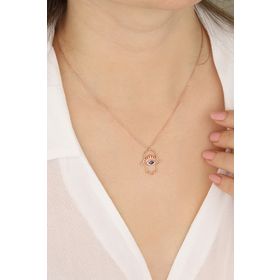 Lia Berto Kadın Rose Fatma Ana Eli 925 Ayar Gümüş Kolye