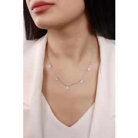 Lia Berto Kadın Rose Taşlı Pul Şans Model 925 Ayar Gümüş Kolye