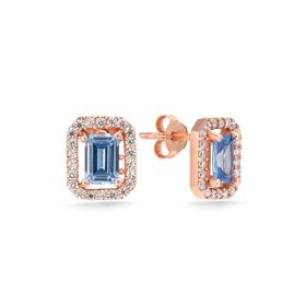 Lia Berto Rose Aqua Taşlı Baget 925 Ayar Gümüş Küpe