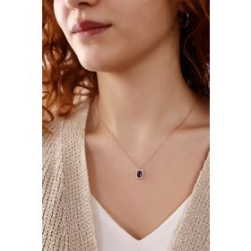 Lia Berto Rose Safir Baget Taşlı 925 Ayar Gümüş Kolye