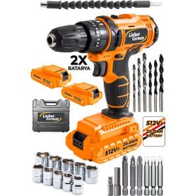 Lieber German EQS Teknoloji 512 VF 25 Ah 27 Parça Titanyum Motor 2X Akülü Şarjlı Vidalama Matkap