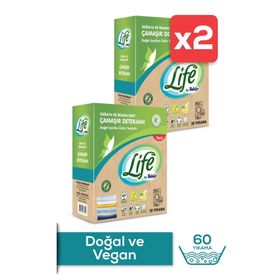 Life By Fakir 2 Adet 30 Yıkama Renkli ve Beyazlar İçin Vegan Doğal Çamaşır Toz Deterjanı