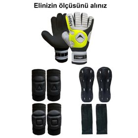 Liggo Liggo 15 Yeşil Kaleci Eldiveni Dizlik Dirseklik Tekmelik