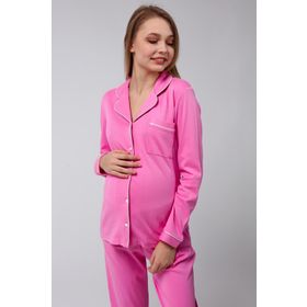 Likapa 1354-01 Pembe Düğmeli Hamile Lohusa Uzun Kol Pijama Takımı