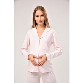 Likapa 1354-01 Pembe Düğmeli Hamile Lohusa Uzun Kol Pijama Takımı