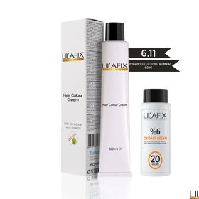 Lilafix 6.11 Yoğun Küllü Koyu Kumral Krem Tüp Boya +20 V Oksidan