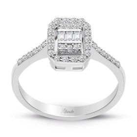 Lilarote 0.35 Ct. Modern Tasarım Baget Kare Tektaş Yüzük