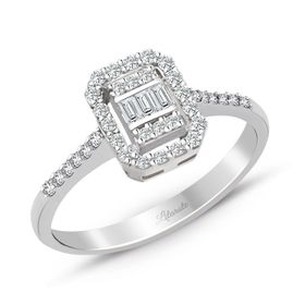 Lilarote 0.35 Ct. Modern Tasarım Baget Kare Tektaş Yüzük