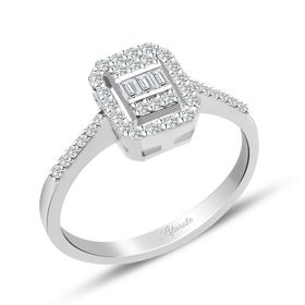 Lilarote 0.35 Ct. Modern Tasarım Baget Kare Tektaş Yüzük