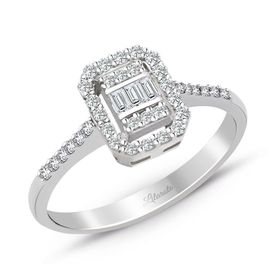 Lilarote 0.35 Ct. Modern Tasarım Baget Kare Tektaş Yüzük