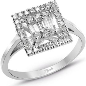 Lilarote 0.35 Ct. Modern Tasarım Baget Kare Tektaş Yüzük