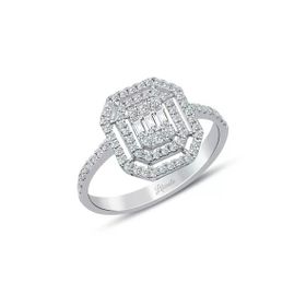 Lilarote 0.40 Ct Çift Sıra Baget Kare Tektaş Yüzük