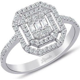 Lilarote 0.40 Ct Çift Sıra Baget Kare Tektaş Yüzük