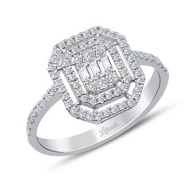 Lilarote 0.40 Ct Çift Sıra Baget Kare Tektaş Yüzük