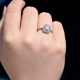 Lilarote 0.40 Ct Çift Sıra Baget Kare Tektaş Yüzük