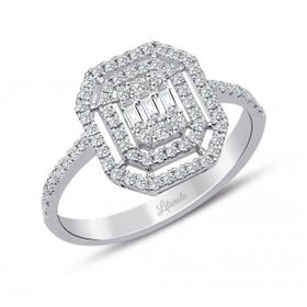 Lilarote 0.40 Ct Çift Sıra Baget Kare Tektaş Yüzük
