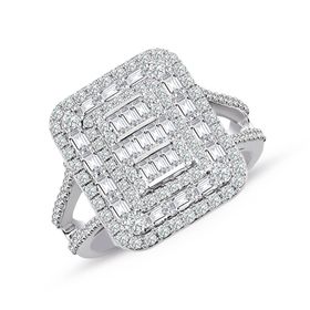 Lilarote 1.50 Ct Baget Pırlanta Modern Tasarım Yüzük