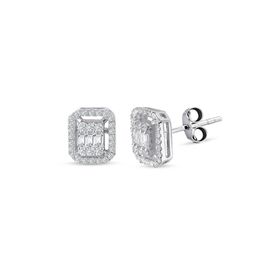 Lilarote Pırlanta 0.30 ct Modern Tasarım Baget Kare Tektaş Küpe