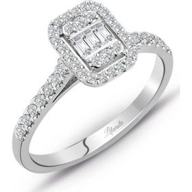 Lilarote Pırlanta 0.35 ct Modern Tasarım Baget Kare Tektaş Yüzük