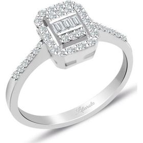 Lilarote Pırlanta 0.35 ct Modern Tasarım Baget Kare Tektaş Yüzük
