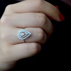 Lilarote Pırlanta 0.37 ct Modern Tasarım Damla Pırlanta Yüzük