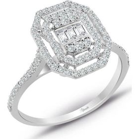 Lilarote Pırlanta 0.45 ct Modern Tasarım Baget Kare Tektaş Yüzük