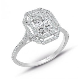 Lilarote Pırlanta 0.45 ct Modern Tasarım Baget Kare Tektaş Yüzük
