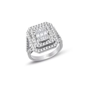 Lilarote Pırlanta 0.47 ct Kalemli Tasarım Baget Kare Tektaş Yüzük