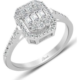 Lilarote Pırlanta 0.55 ct Modern Tasarım Baget Kare Tektaş Yüzük